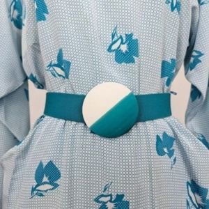 Toni Todd Duotone Teal 80s Midi Dress